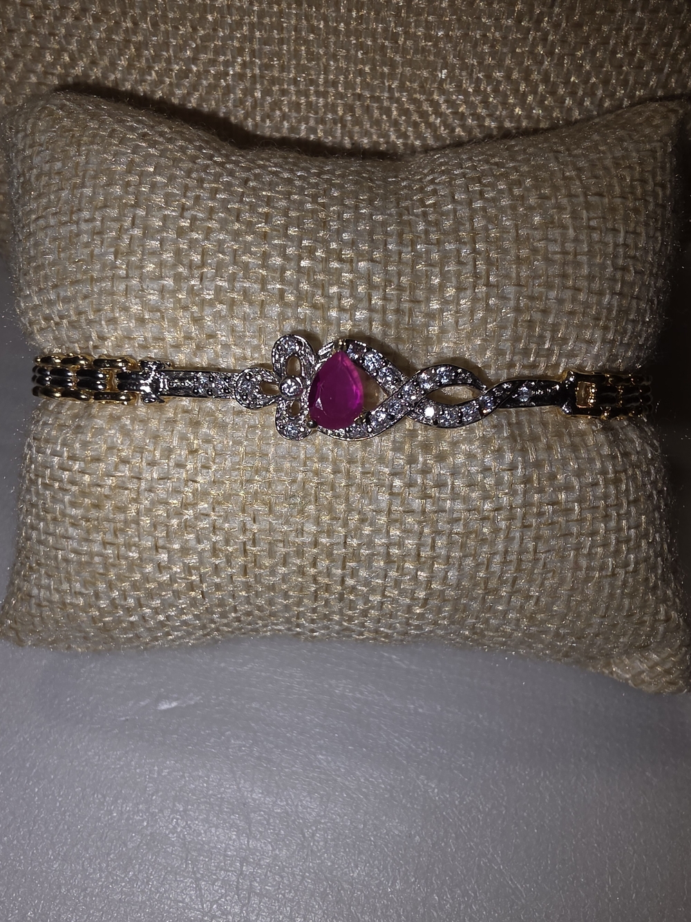 Elegant Women's 10k Gold & Real Ruby Bracelet